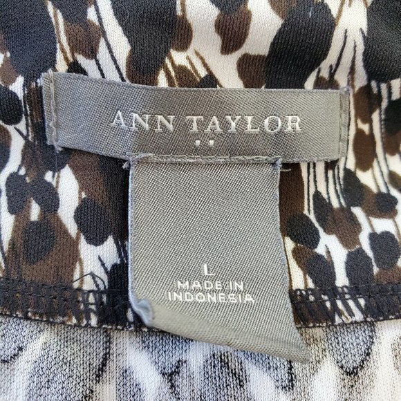 Ann Taylor A-Line Skirt‎ White Brown Black Stretch L Large - Picture 4 of 11